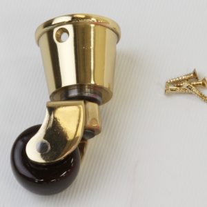 Brass Castors - Round Cup Brown Ceramic Wheel